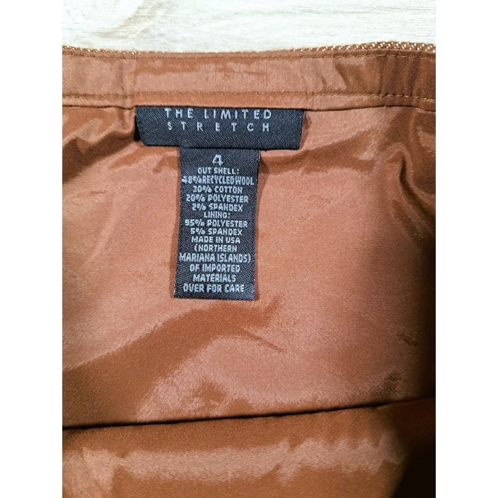 The Limited Y2K Stretch Brown Herringbone Wool Blend Mini Skirt Womens‎ Size 4